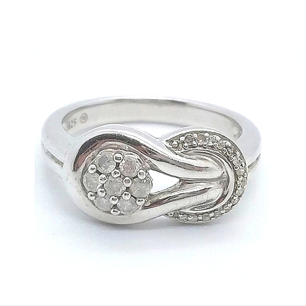 925 Sterling Diamond Love Knot Ring